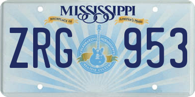 MS license plate ZRG953
