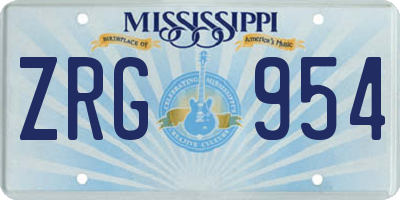 MS license plate ZRG954