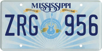 MS license plate ZRG956