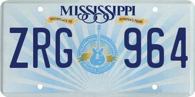 MS license plate ZRG964