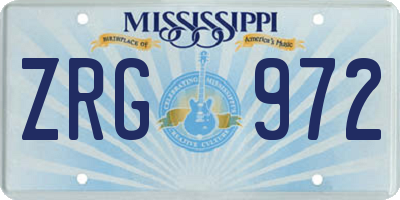 MS license plate ZRG972