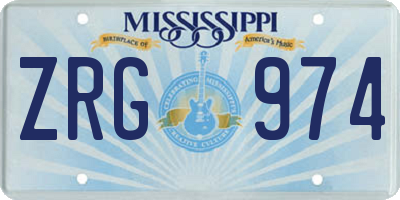 MS license plate ZRG974
