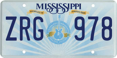 MS license plate ZRG978