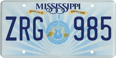 MS license plate ZRG985