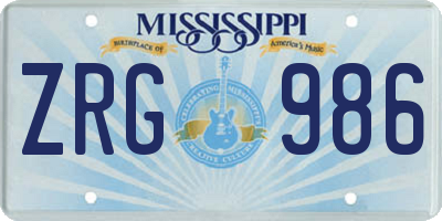 MS license plate ZRG986