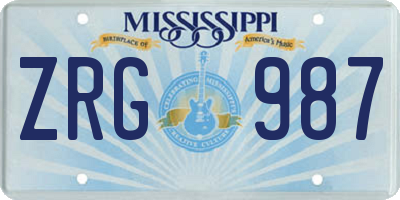 MS license plate ZRG987