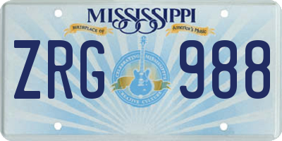 MS license plate ZRG988