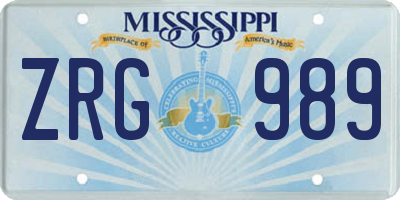 MS license plate ZRG989