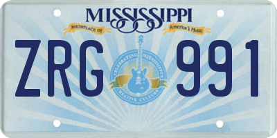 MS license plate ZRG991