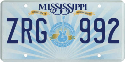 MS license plate ZRG992