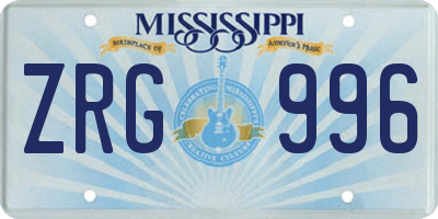MS license plate ZRG996