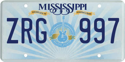 MS license plate ZRG997