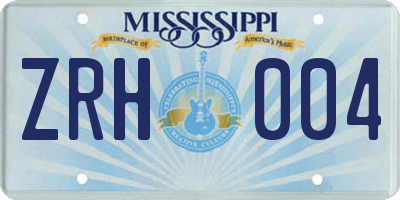 MS license plate ZRH004