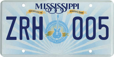 MS license plate ZRH005