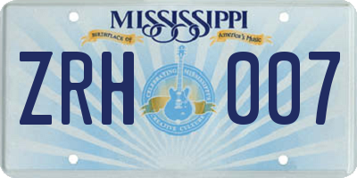 MS license plate ZRH007