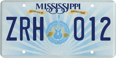 MS license plate ZRH012