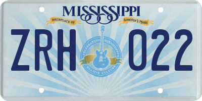 MS license plate ZRH022