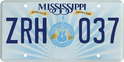 MS license plate ZRH037