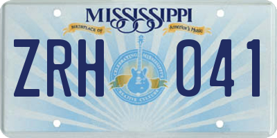 MS license plate ZRH041