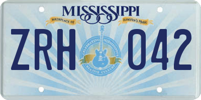 MS license plate ZRH042