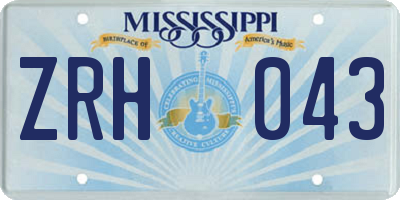 MS license plate ZRH043