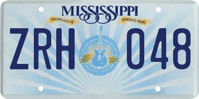 MS license plate ZRH048