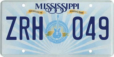 MS license plate ZRH049