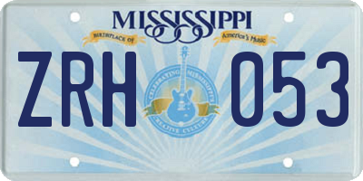 MS license plate ZRH053