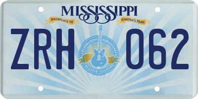 MS license plate ZRH062