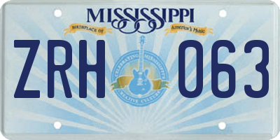 MS license plate ZRH063