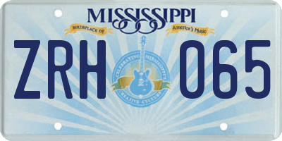 MS license plate ZRH065