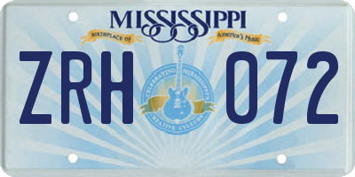 MS license plate ZRH072