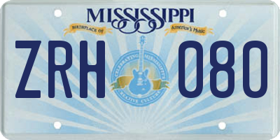 MS license plate ZRH080