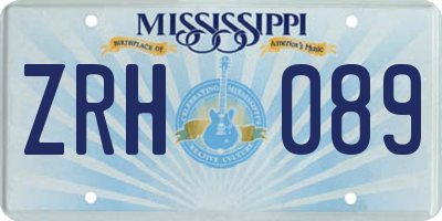 MS license plate ZRH089