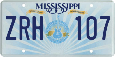 MS license plate ZRH107