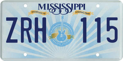 MS license plate ZRH115