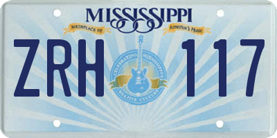 MS license plate ZRH117