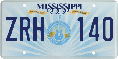 MS license plate ZRH140