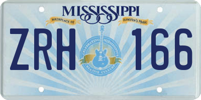 MS license plate ZRH166