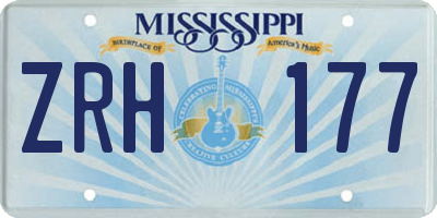 MS license plate ZRH177