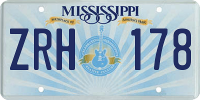 MS license plate ZRH178