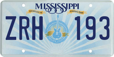 MS license plate ZRH193