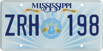 MS license plate ZRH198