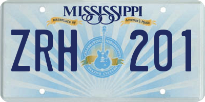 MS license plate ZRH201