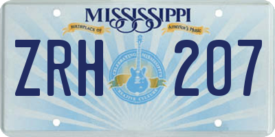 MS license plate ZRH207