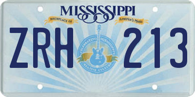 MS license plate ZRH213