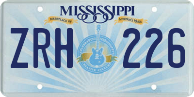 MS license plate ZRH226