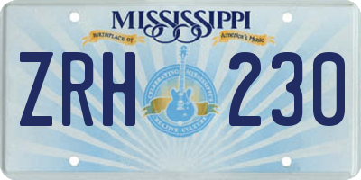 MS license plate ZRH230