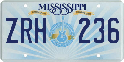 MS license plate ZRH236