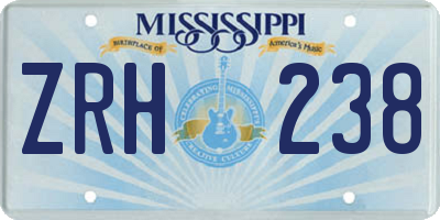 MS license plate ZRH238